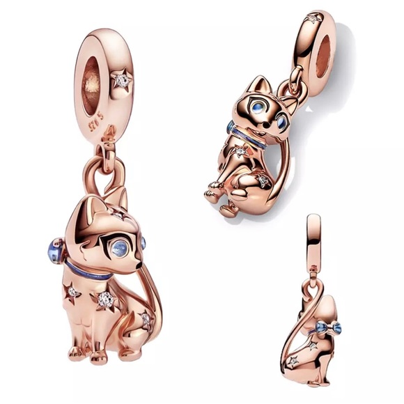 Charm Jewelry - Rose Gold Cat Pendant Charm